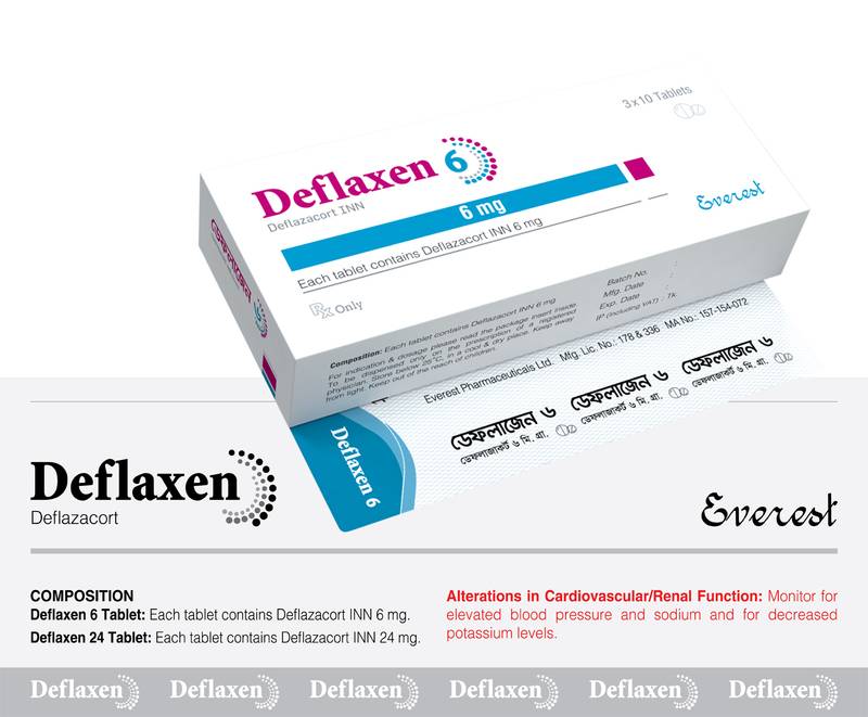 Deflaxen 6mg Tablet (Deflazacort) 30 Tablets by Everest Pharmaceuticals for Allergy, Inflammation, and Autoimmune Disorders
