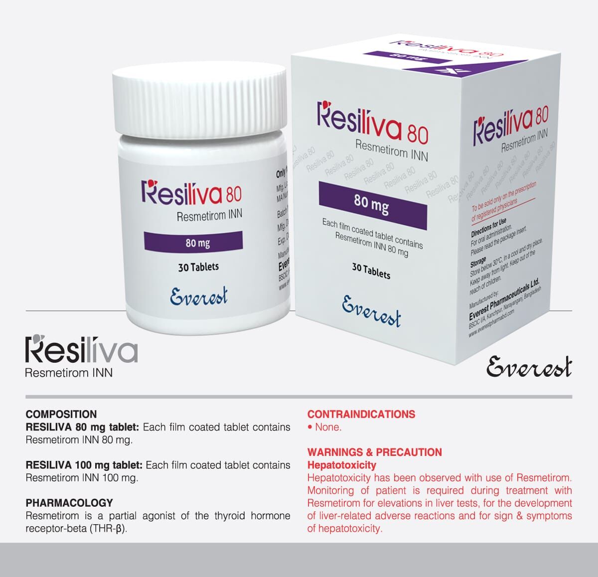 Resiliva 80 mg Tablet (Resmetirom) Resmetirom original medicine available in Pakistan at MedicineWalyDost.com
