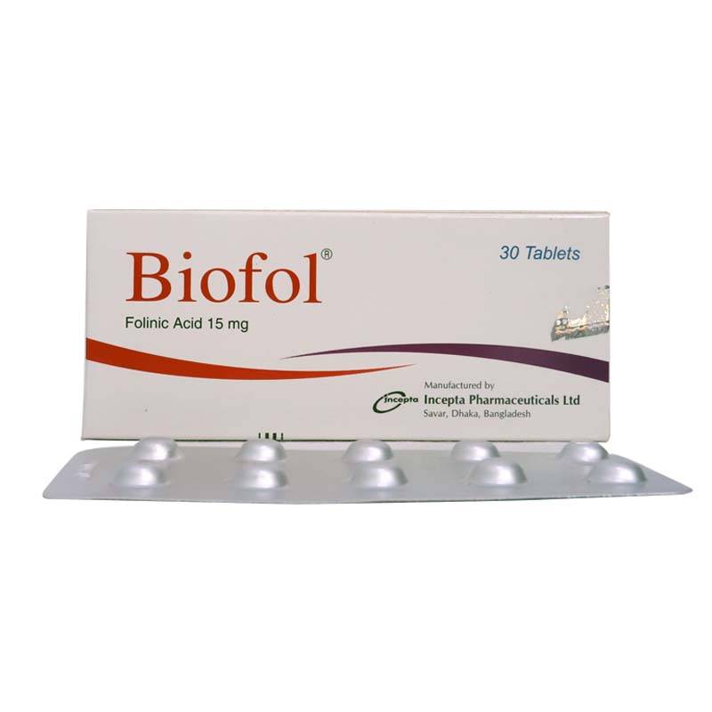 Biofol 15mg Tablet Folinic Acid 30 Tablets by Incepta Pharmaceuticals Ltd Biofol 15mg Tablet Folinic Acid 30 Tablets by Incepta Pharmaceuticals Ltd