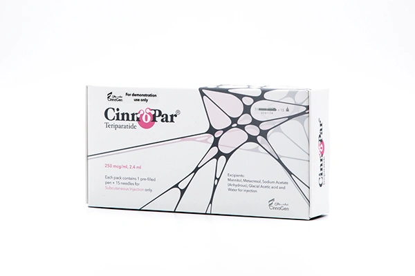 Cinnopar 250mcgml Injection (Teripartide) Cinnopar 250mcg/ml Injection (Teriparatide) by CinnaGen Pre-filled Pen with 15 Needles | MedicineWalyDost