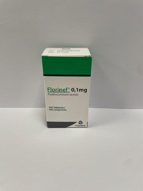 Florinef 0.1mg Tablet (Fludrocortisone Acetate) Florinef 0.1mg Tablet (Fludrocortisone Acetate) by Viatris, pack of 100 tablets for adrenal insufficiency treatment.