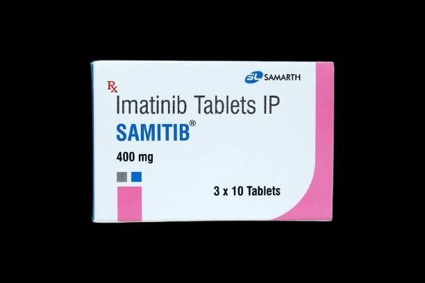 Samitib 400mg Tablet (Imatinib) by Samarth Life Sciences Pvt. Ltd., pack of 30 tablets for leukemia and GIST treatment.
