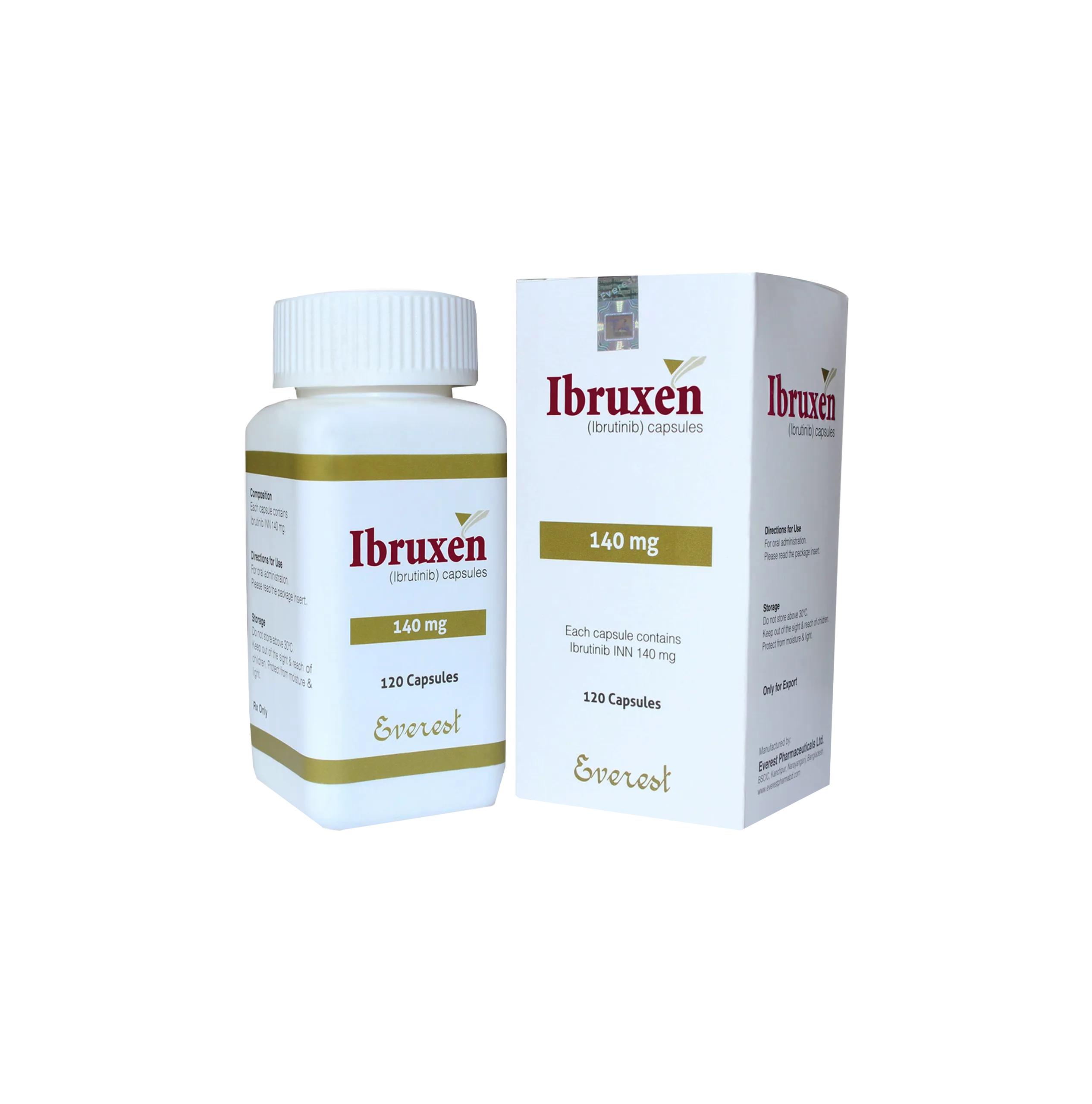 Ibruxen (Ibrutinib) 140mg Capsule pack for treatment of leukemia and lymphoma – targeted therapy available in Pakistan with online order option.