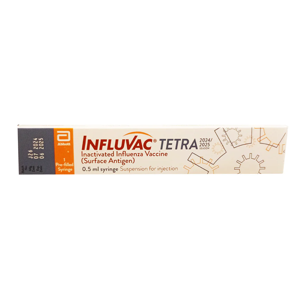 Original Influvac Tetra Flu Vaccine – 2025 Quadrivalent Injection by Abbott – Buy Online in Pakistan at MedicineWalyDost.com with Cold Chain Delivery